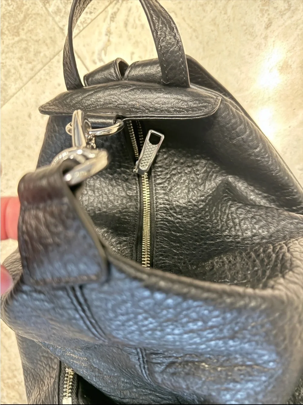 Rebecca Minkoff Black Pebbled Leather Backpack